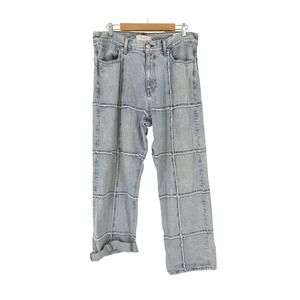 PacSun Y2K Baggy Patchwork Jeans Mens 34x32 Light Wash Wide Leg Skater Surfer 90